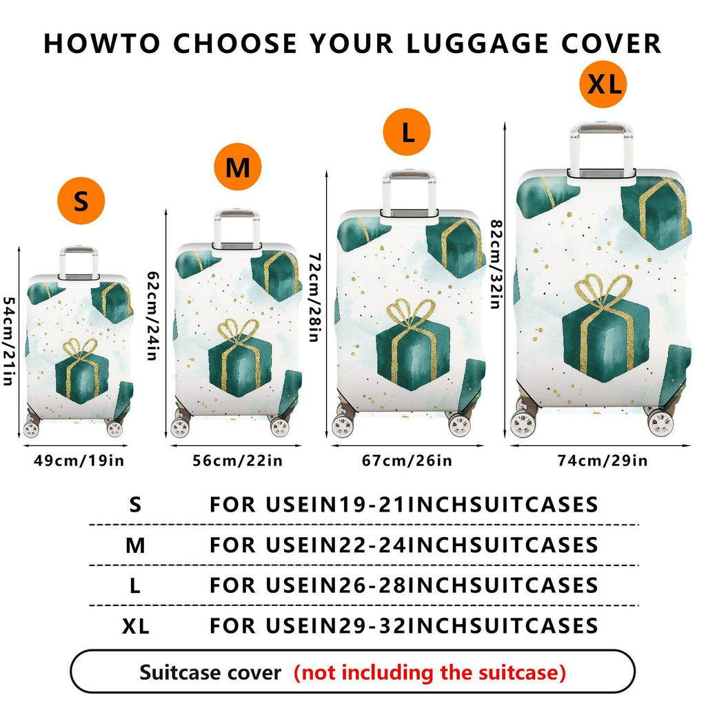 1-Piece Gift Box Ribbon Sparkle Festive Holiday  Suitcase Luggage Cover, Stretch Protective Sleeve