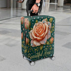 1-Piece Floral Rose Crystal Diamond Elegant Artistic  Suitcase Luggage Cover, Stretch Protective Sleeve