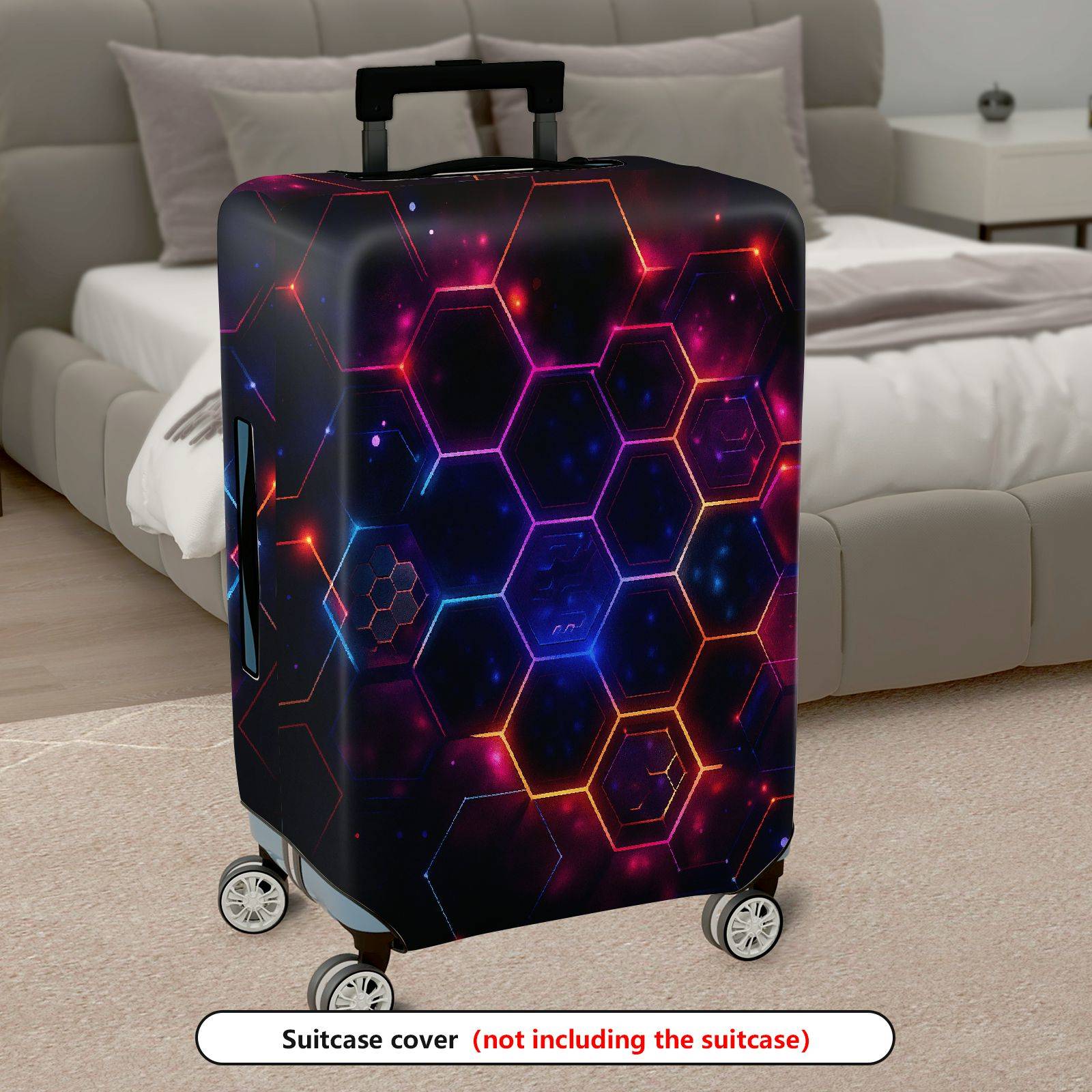 1-Piece Hexagon Pattern Luminous Galaxy Abstract Cosmic  Suitcase Luggage Cover, Stretch Protective Sleeve