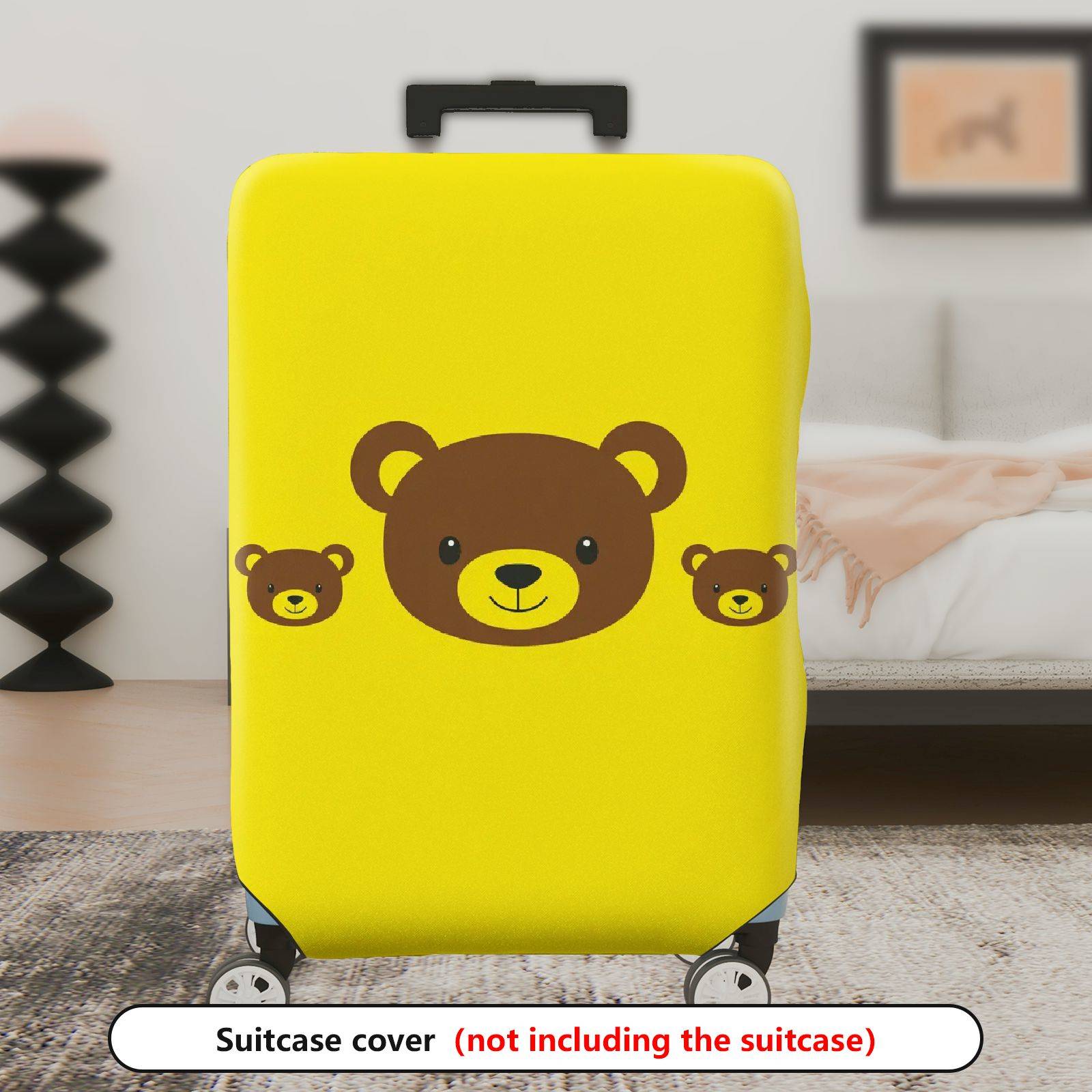 1-Piece Cute  Bear Yellow Animal Pattern  Suitcase Luggage Cover, Stretch Protective Sleeve
