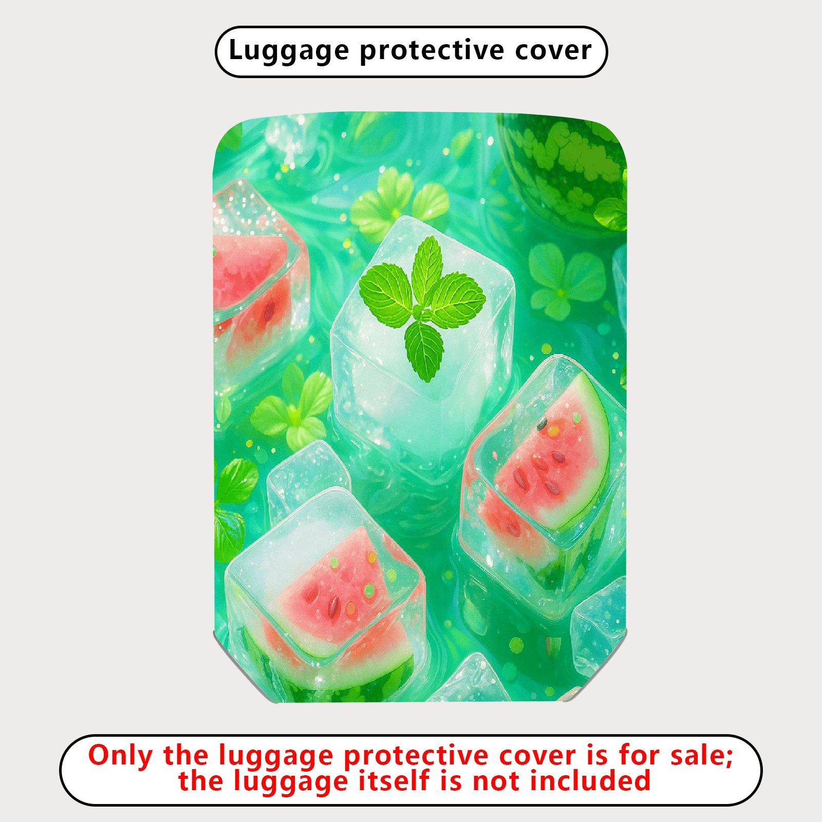 1-Piece Ice Watermelon Mint Clover Floral  Suitcase Luggage Cover, Stretch Protective Sleeve
