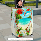 1-Piece Beach Floral Heart Tropical Paradise Colorful  Suitcase Luggage Cover, Stretch Protective Sleeve