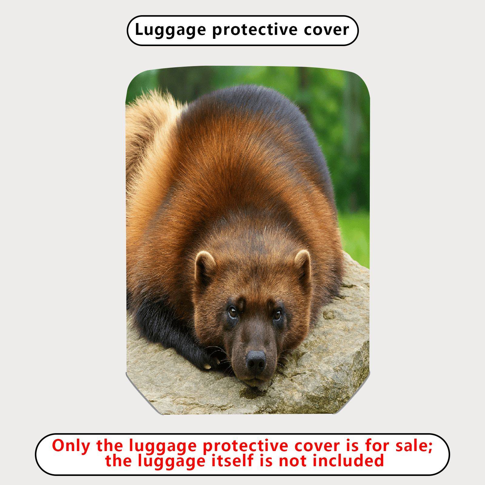 1-Piece Animal Nature Wildlife Forest Cute Wolverine  Suitcase Luggage Cover, Stretch Protective Sleeve