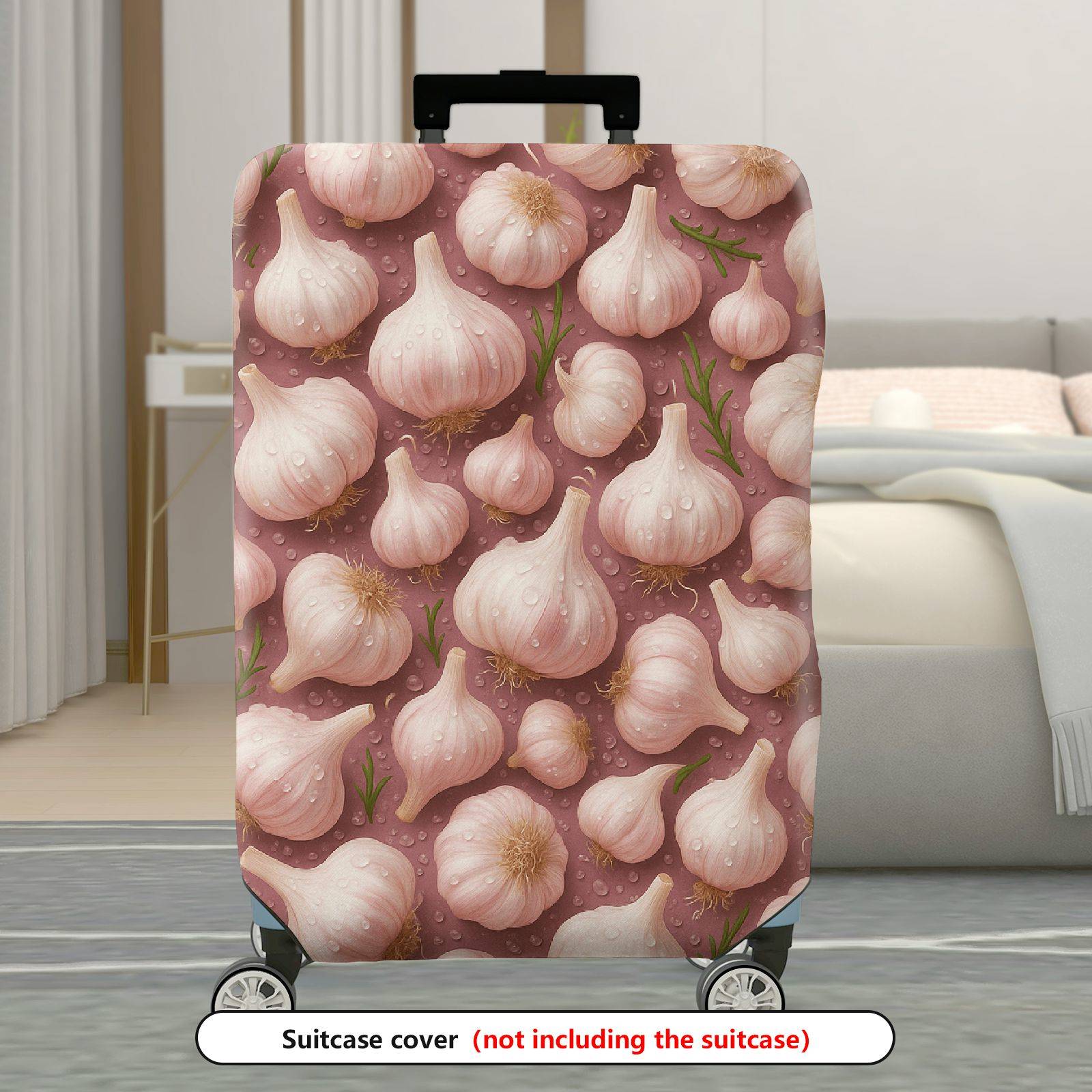 1-Piece Garlic Artistic Cute Unique Stylish Fun  Suitcase Luggage Cover, Stretch Protective Sleeve