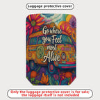 1-Piece Adventure Quote Floral Retro Van Colorful Artistic  Suitcase Luggage Cover, Stretch Protective Sleeve