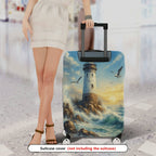 1-Piece Lighthouse Ocean Waves Seagulls Sunset Landscape  Suitcase Luggage Cover, Stretch Protective Sleeve