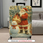 1-Piece Christmas Snowman Santa Reindeer Holiday  Suitcase Luggage Cover, Stretch Protective Sleeve