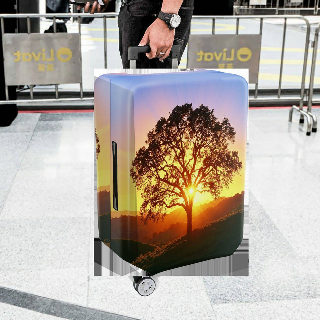 1-Piece Sunrise Tree Nature Landscape Scenery Sunset  Suitcase Luggage Cover, Stretch Protective Sleeve