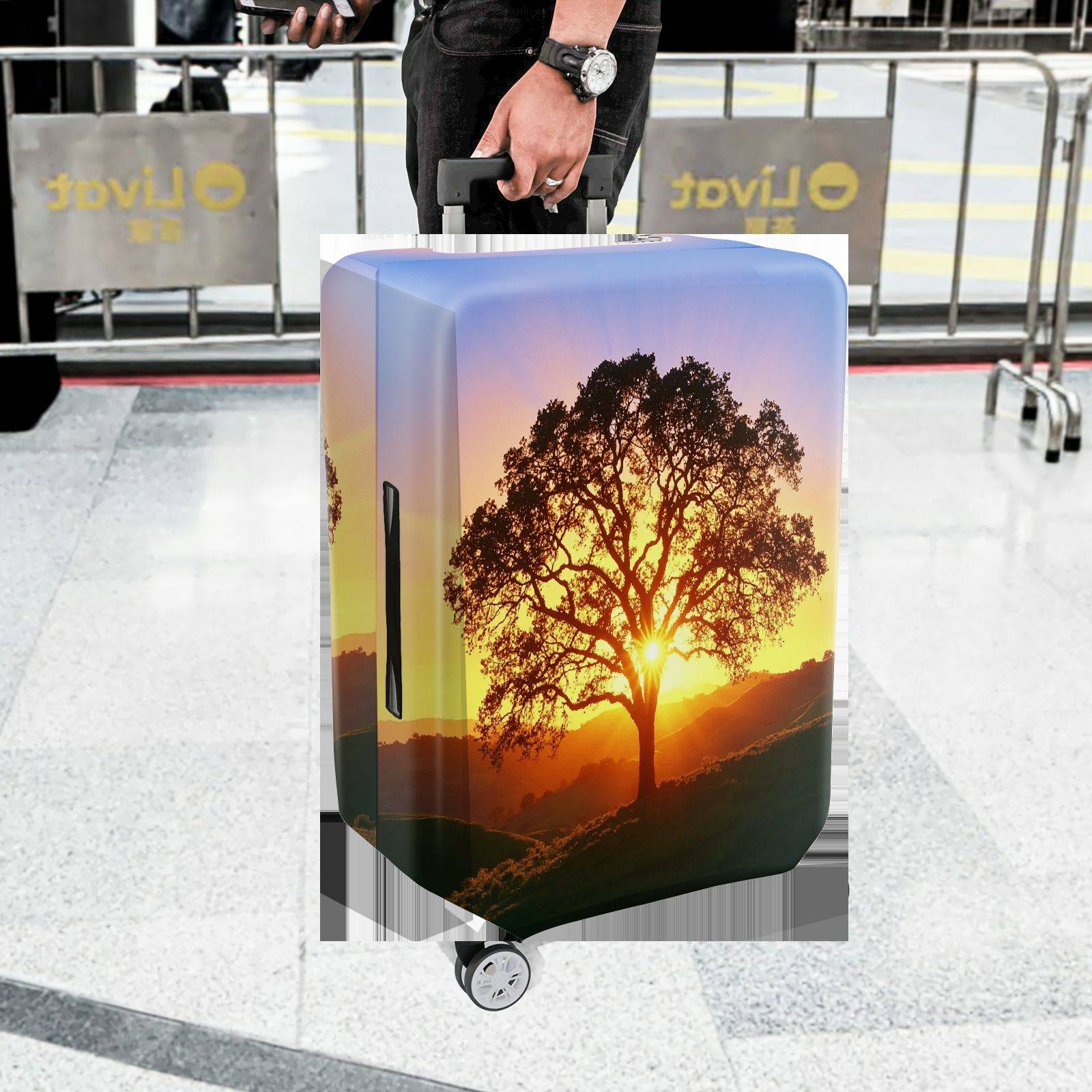 1-Piece Sunrise Tree Nature Landscape Scenery Sunset  Suitcase Luggage Cover, Stretch Protective Sleeve