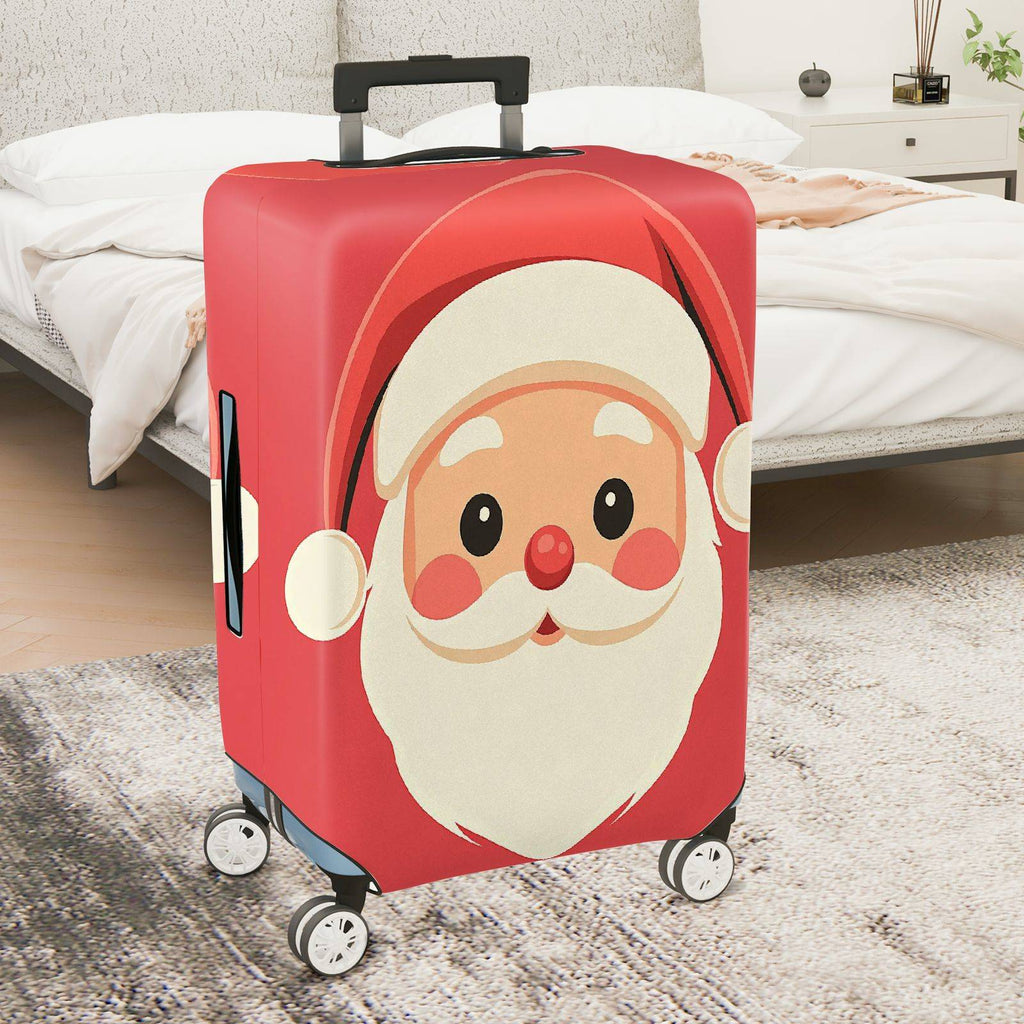 1-Piece Santa Claus Cute Red Christmas Holiday Festive  Suitcase Luggage Cover, Stretch Protective Sleeve