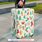 1-Piece Christmas Gingerbread Reindeer Snowman Festive Holiday  Suitcase Luggage Cover, Stretch Protective Sleeve