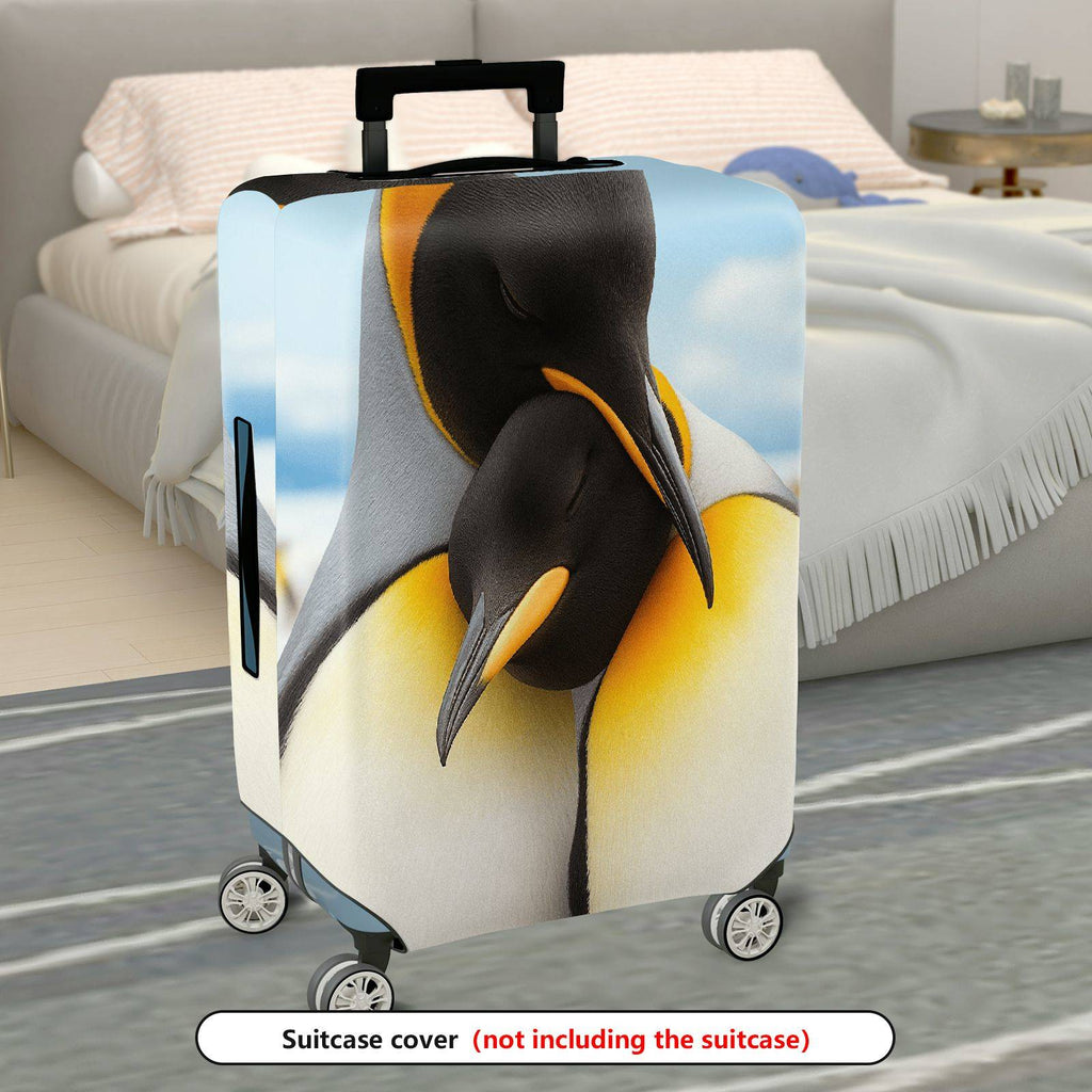 1-Piece Penguin Nature Animal Hugging Love Cute  Suitcase Luggage Cover, Stretch Protective Sleeve