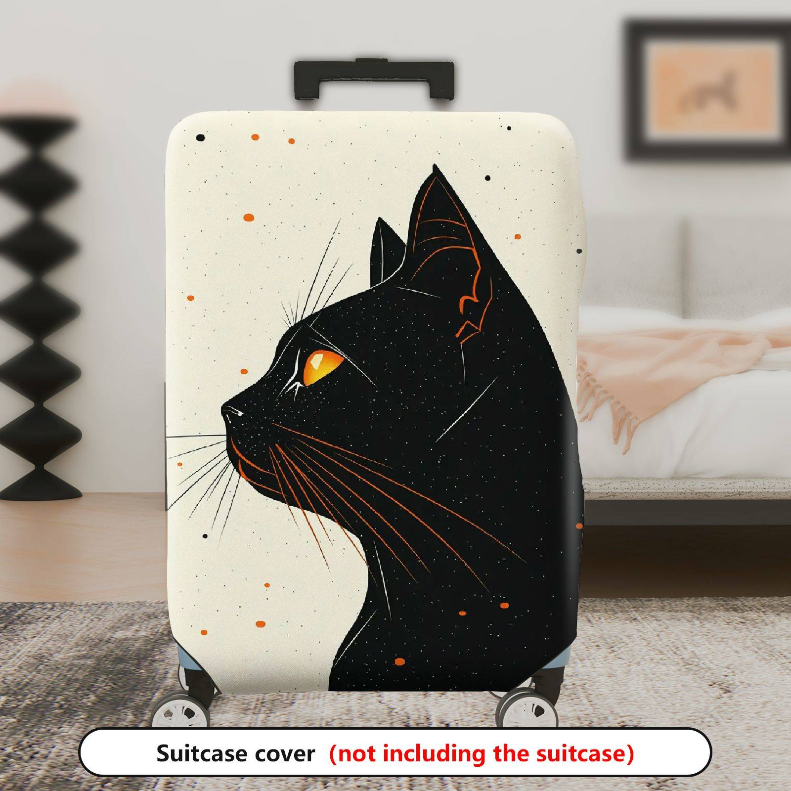 1-Piece Black Cat Orange Eyes Starry Night Cosmic  Suitcase Luggage Cover, Stretch Protective Sleeve