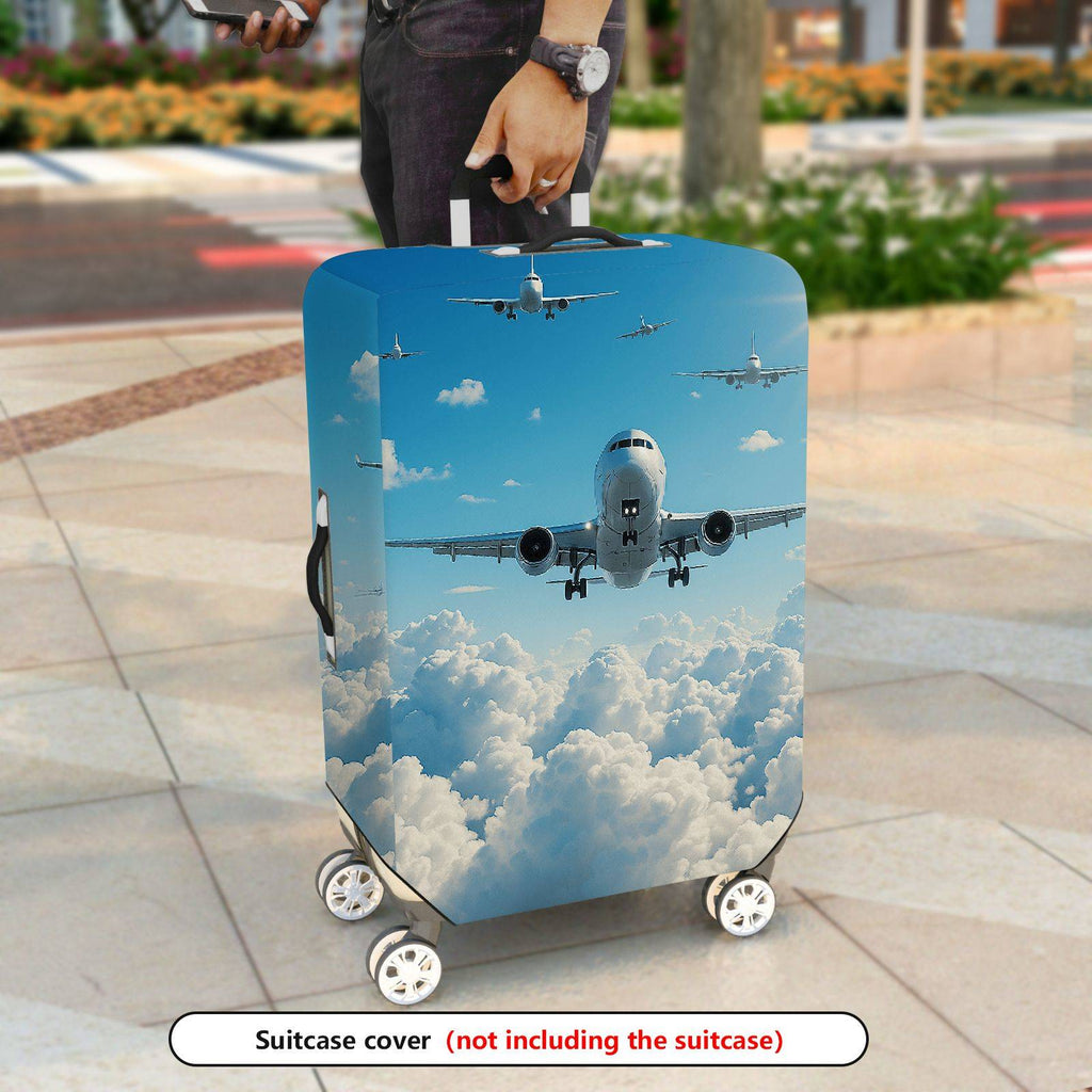 1-Piece Airplane Cloud Sky Travel Aviation  Suitcase Luggage Cover, Stretch Protective Sleeve