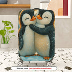 1-Piece Cute Penguin Winter Snow Love Friendship Hug  Suitcase Luggage Cover, Stretch Protective Sleeve
