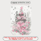 1-Piece Holiday Christmas Pink Tree Festive Greetings Seasonal  Suitcase Luggage Cover, Stretch Protective Sleeve