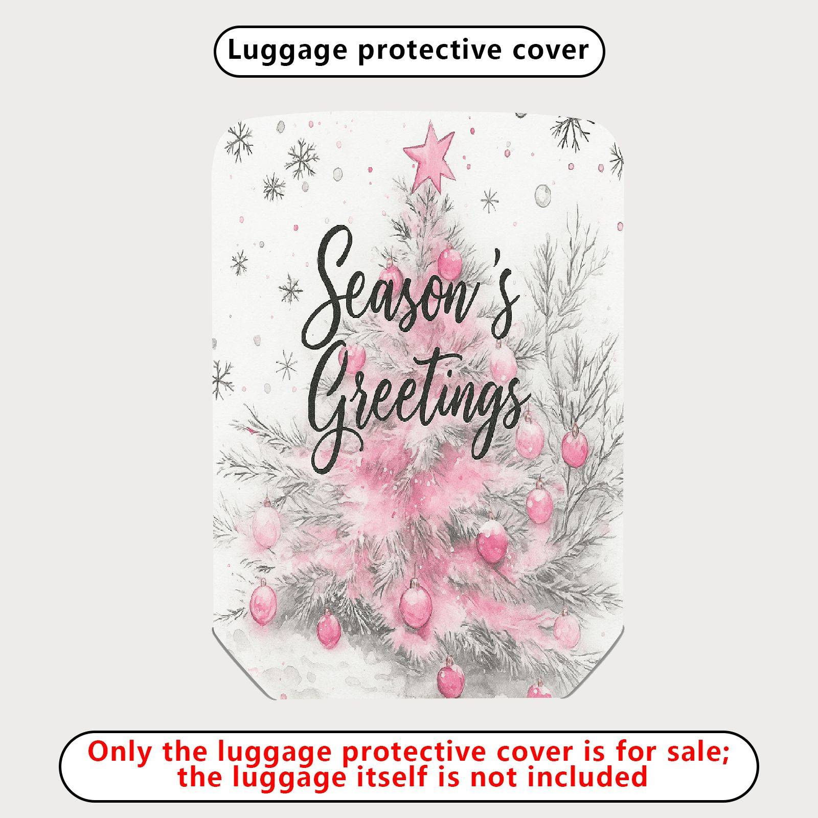 1-Piece Holiday Christmas Pink Tree Festive Greetings Seasonal  Suitcase Luggage Cover, Stretch Protective Sleeve