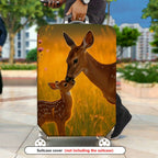 1-Piece Deer Nature Sunset Floral Animal Landscape  Suitcase Luggage Cover, Stretch Protective Sleeve