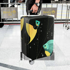 1-Piece Fish Illustration Abstract Art Travel Baggage Cover, Oceanic theme, Holiday Cover Suitable  Suitcase Luggage Cover, Stretch Protective Sleeve