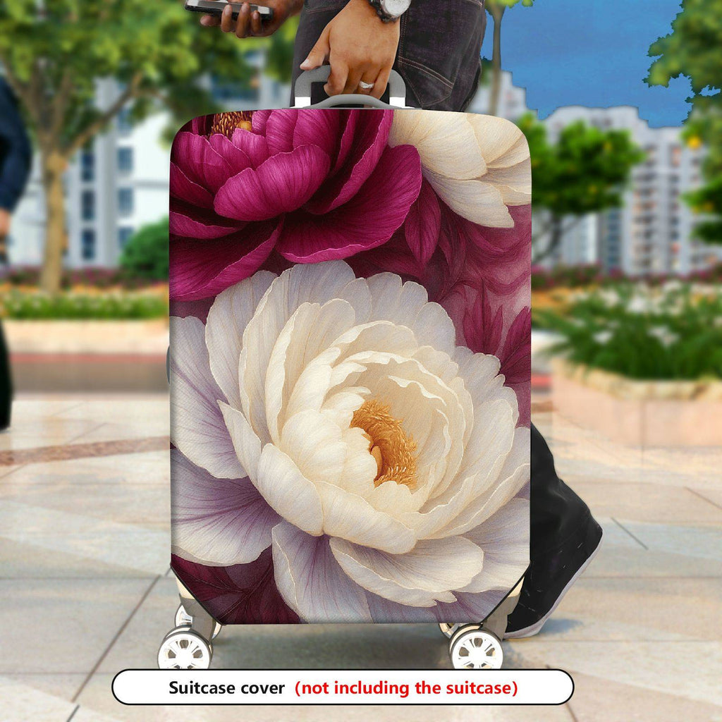 1-Piece Floral Peony Vintage Art Elegant Stylish  Suitcase Luggage Cover, Stretch Protective Sleeve