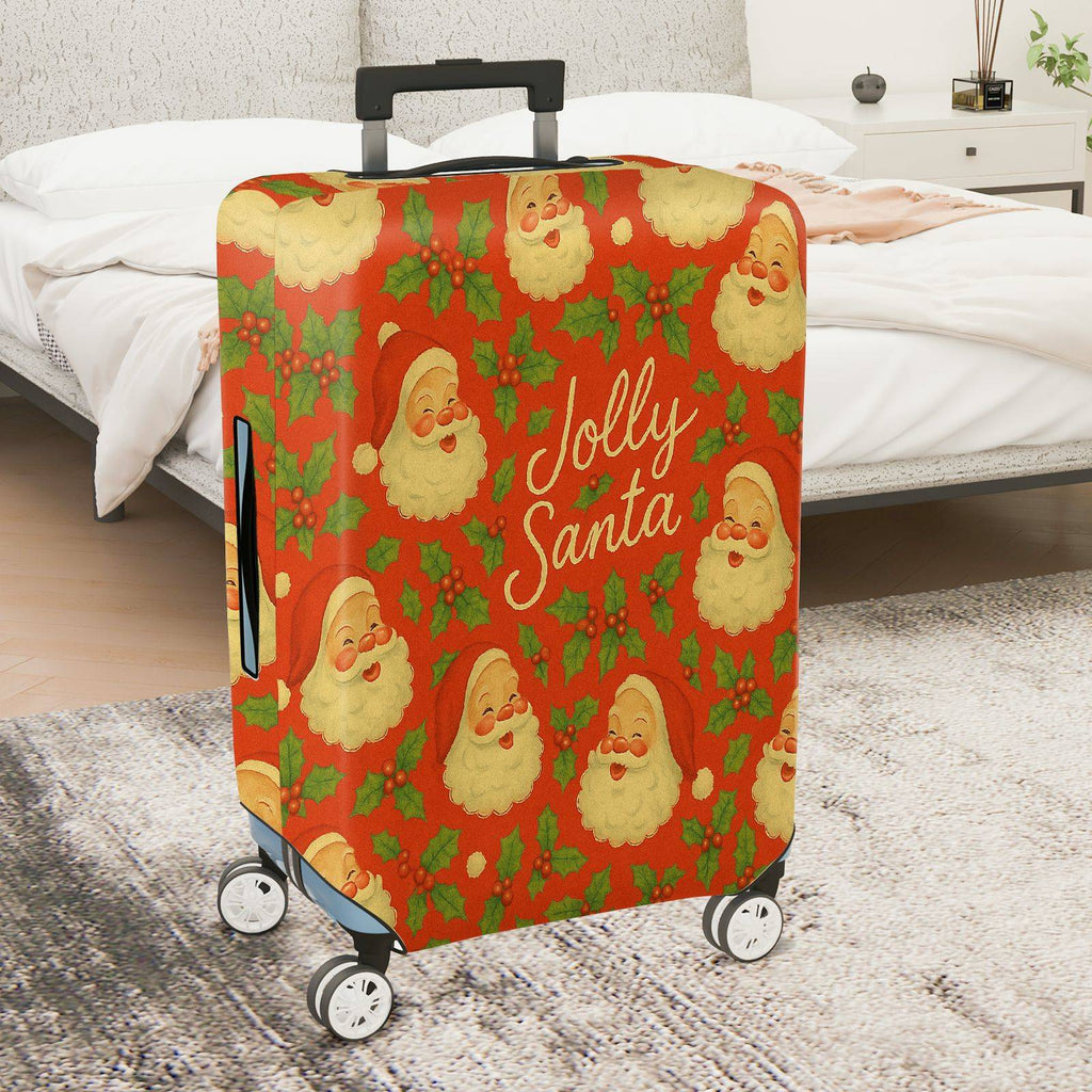 1-Piece Jolly Santa Festive Christmas Holiday Cheer Travel  Suitcase Luggage Cover, Stretch Protective Sleeve