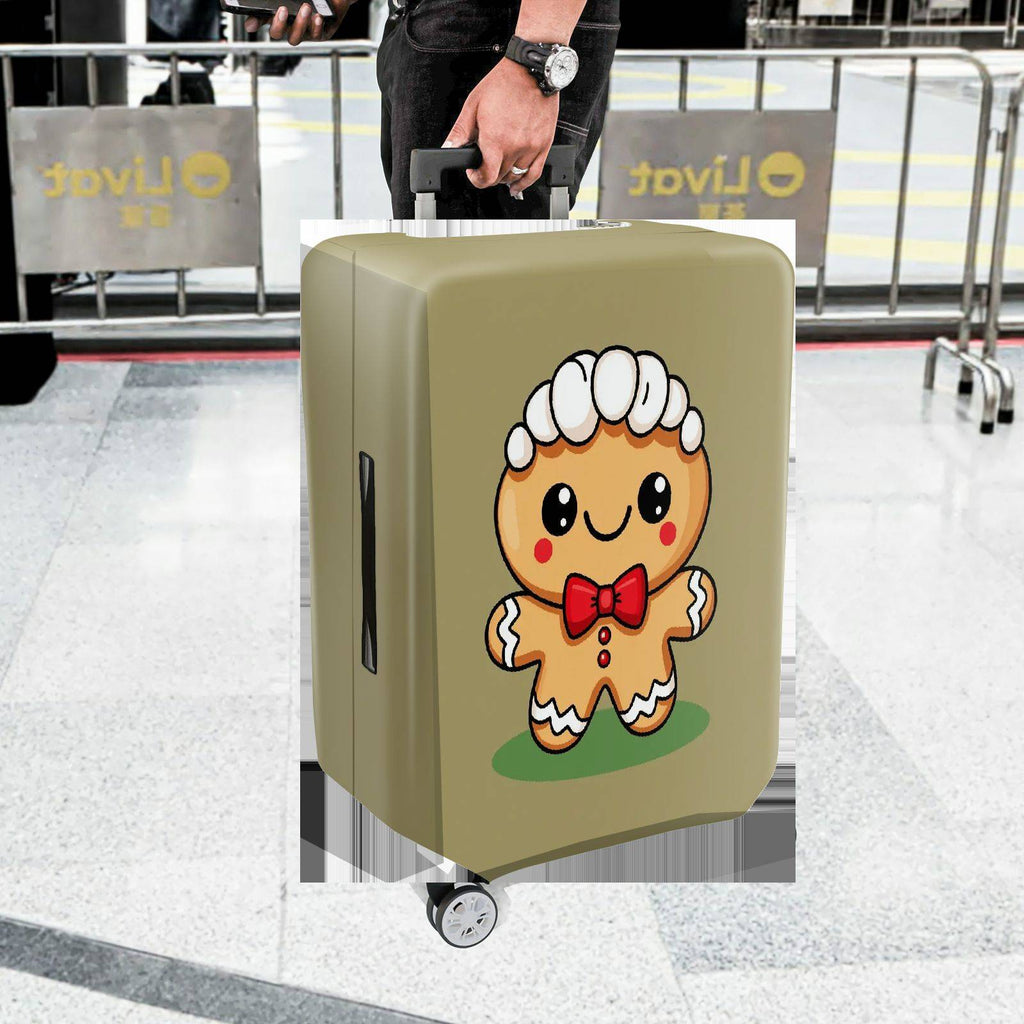 1-Piece Cute  Gingerbread Christmas Holiday Fun Festive  Suitcase Luggage Cover, Stretch Protective Sleeve