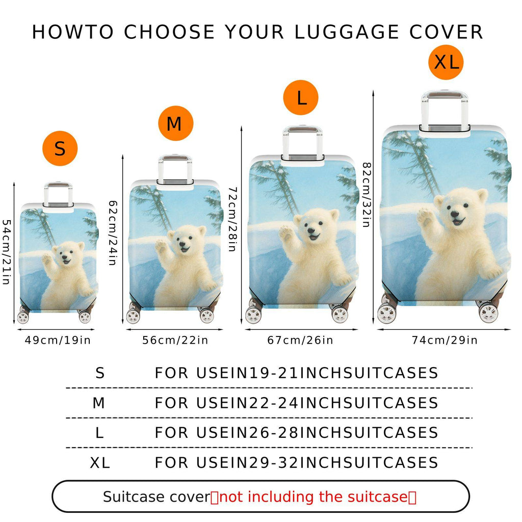 1-Piece Cute Polar Bear Winter Snow Forest Animal  Suitcase Luggage Cover, Stretch Protective Sleeve
