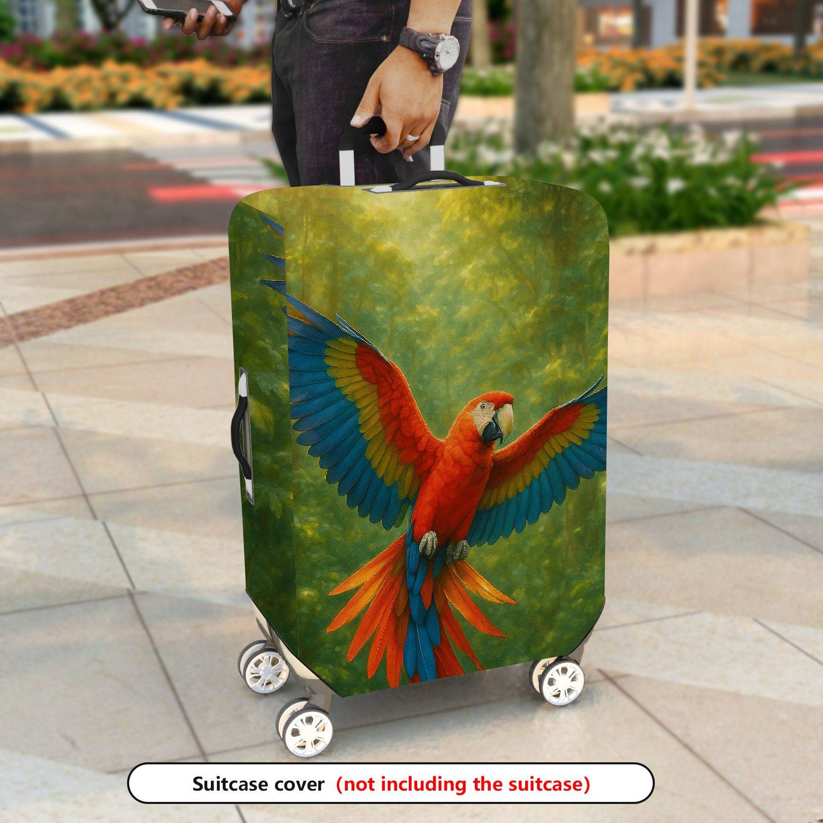 1-Piece Colorful Parrot Jungle Nature Artistic Tropical  Suitcase Luggage Cover, Stretch Protective Sleeve