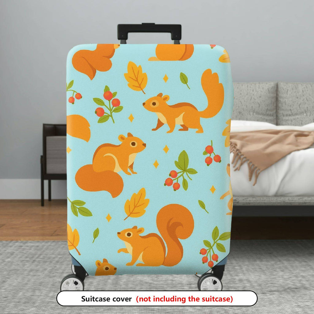1-Piece Animal Autumn Leaf Cherry Squirrel Pattern  Suitcase Luggage Cover, Stretch Protective Sleeve