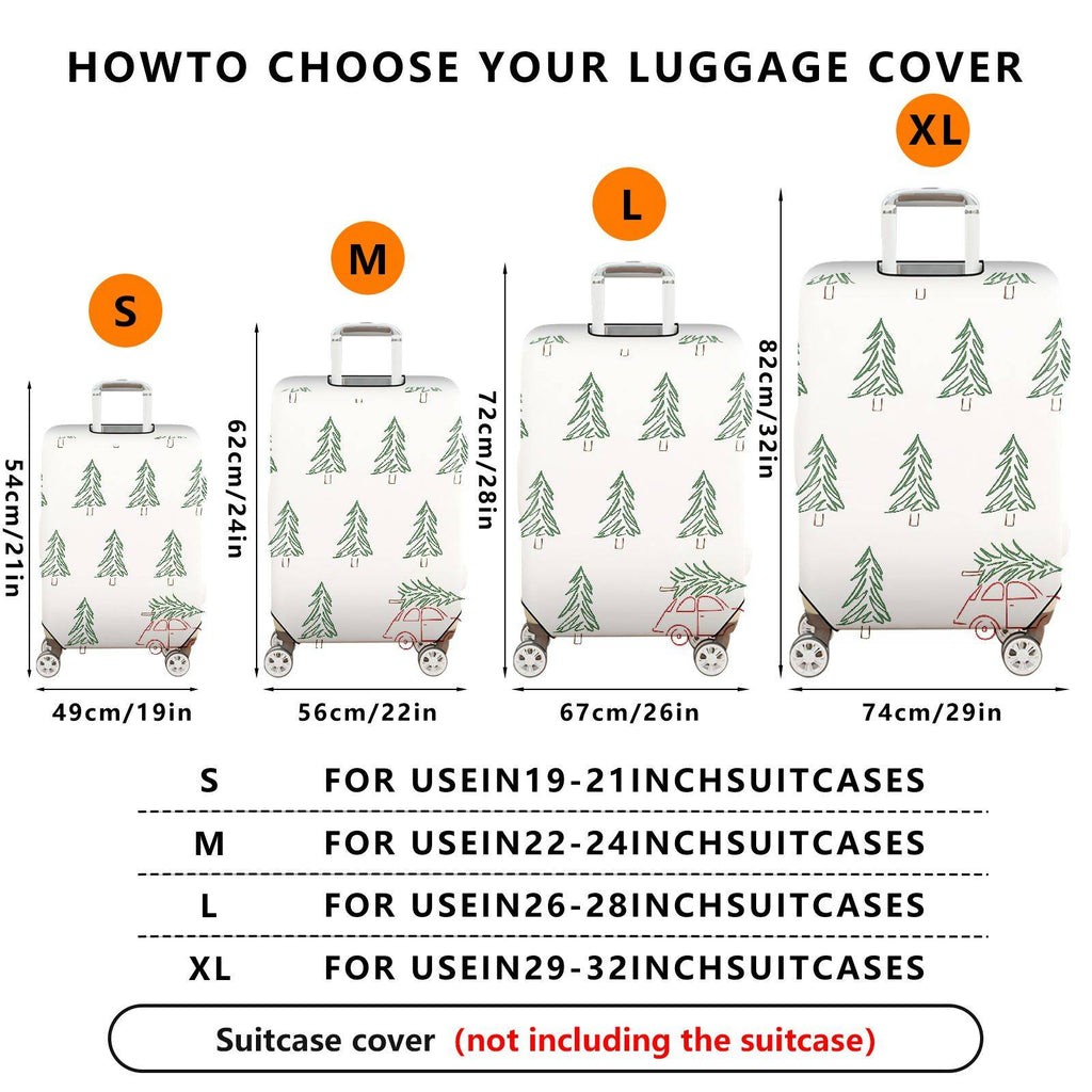 1-Piece Green Pine Tree Forest Car Holiday  Suitcase Luggage Cover, Stretch Protective Sleeve