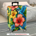 1-Piece Colorful Floral Bird Art Luggage  Suitcase Luggage Cover, Stretch Protective Sleeve