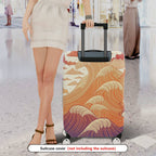 1-Piece Abstract Ocean Waves Artistic Flow Zen Mythical  Suitcase Luggage Cover, Stretch Protective Sleeve