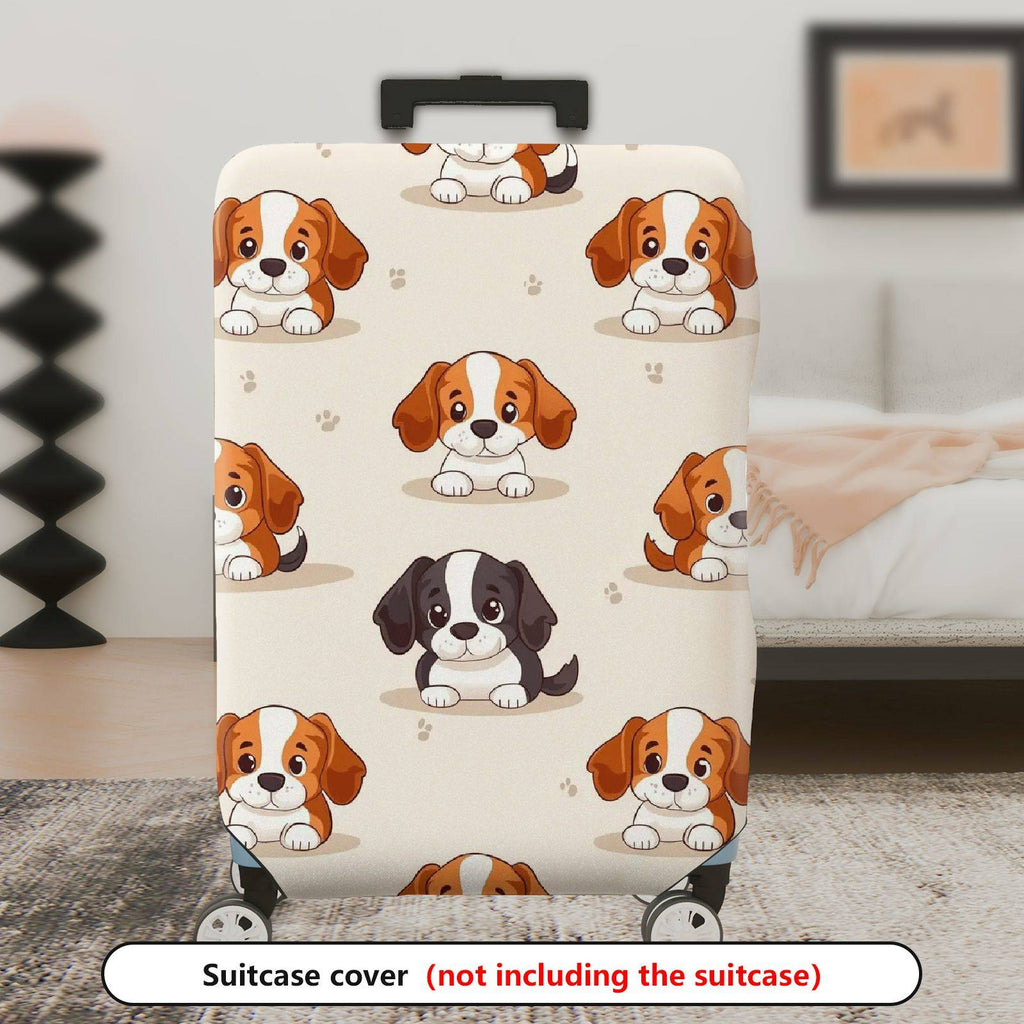 1-Piece Cute Puppy Dog Paw  Animal Beige  Suitcase Luggage Cover, Stretch Protective Sleeve