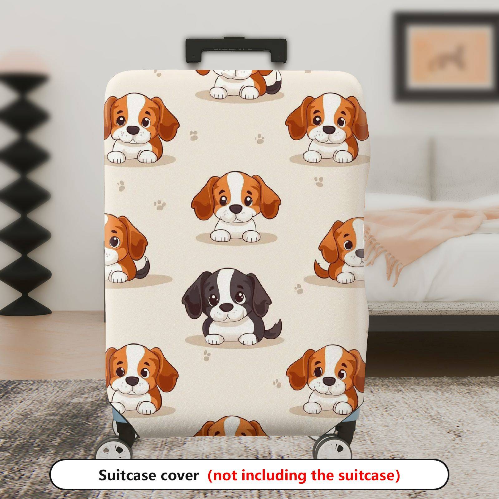 1-Piece Cute Puppy Dog Paw  Animal Beige  Suitcase Luggage Cover, Stretch Protective Sleeve