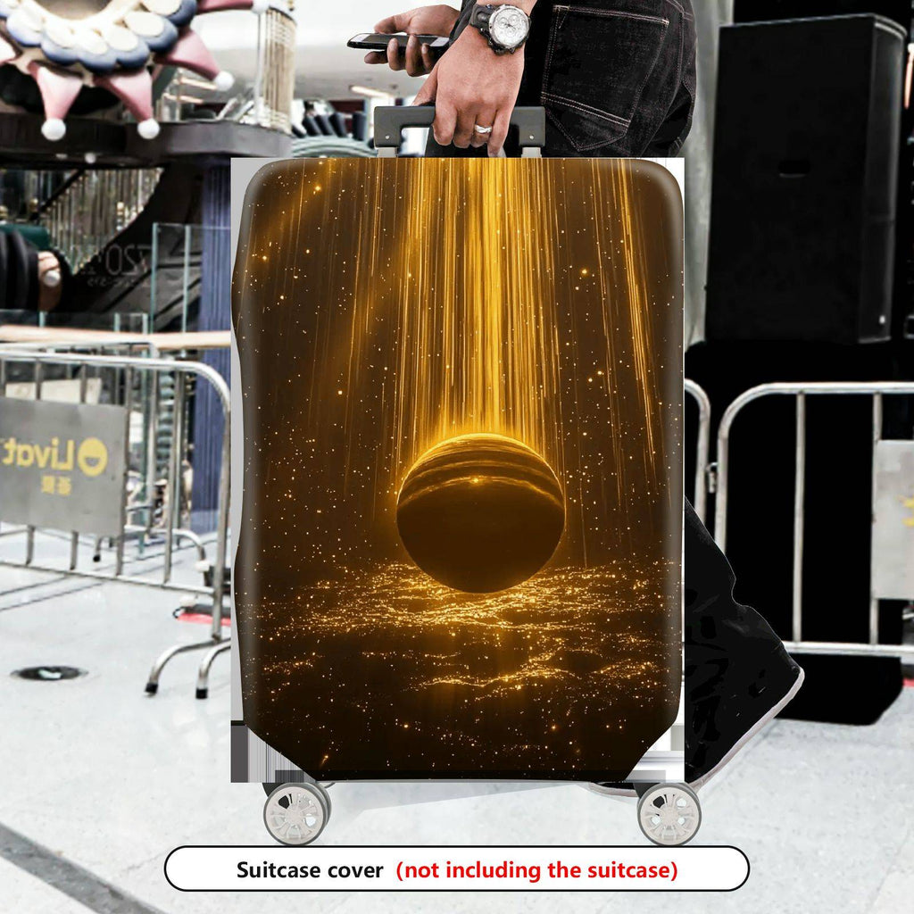 1-Piece Cosmic Galaxy Starry Golden Planet Nebula Traveler  Suitcase Luggage Cover, Stretch Protective Sleeve