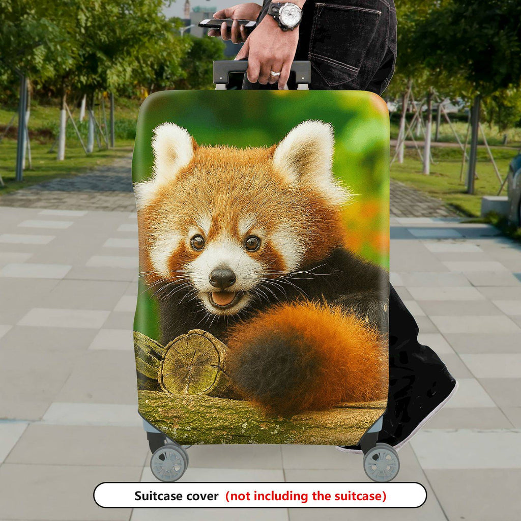 1-Piece Cute Red Panda Forest Animal Nature Green Tree  Suitcase Luggage Cover, Stretch Protective Sleeve