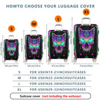 1-Piece Cat Skull Halloween Cosmic Psychedelic Unique  Suitcase Luggage Cover, Stretch Protective Sleeve