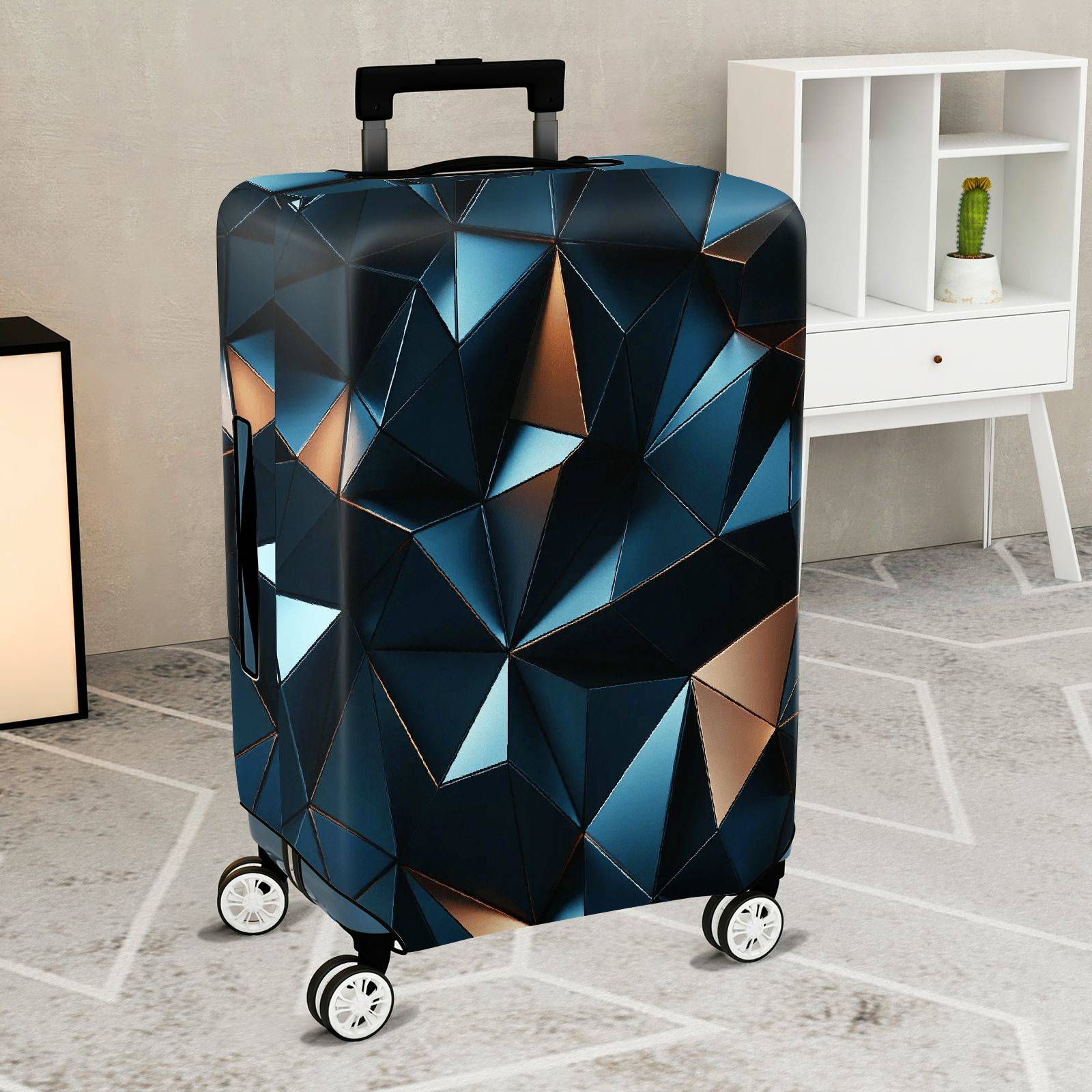 1-Piece Geometric Abstract Modern Stylish Artistic Unique  Suitcase Luggage Cover, Stretch Protective Sleeve