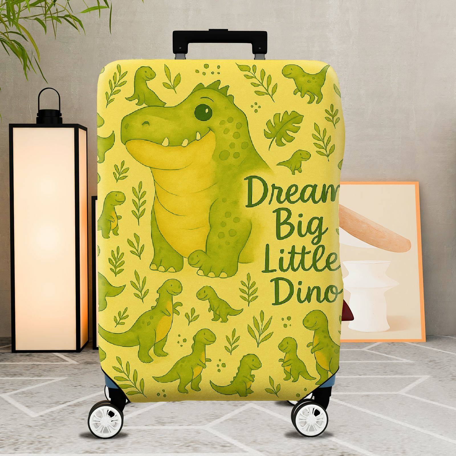 1-Piece Animal Dinosaur Green Dream Big Little Dino  Suitcase Luggage Cover, Stretch Protective Sleeve
