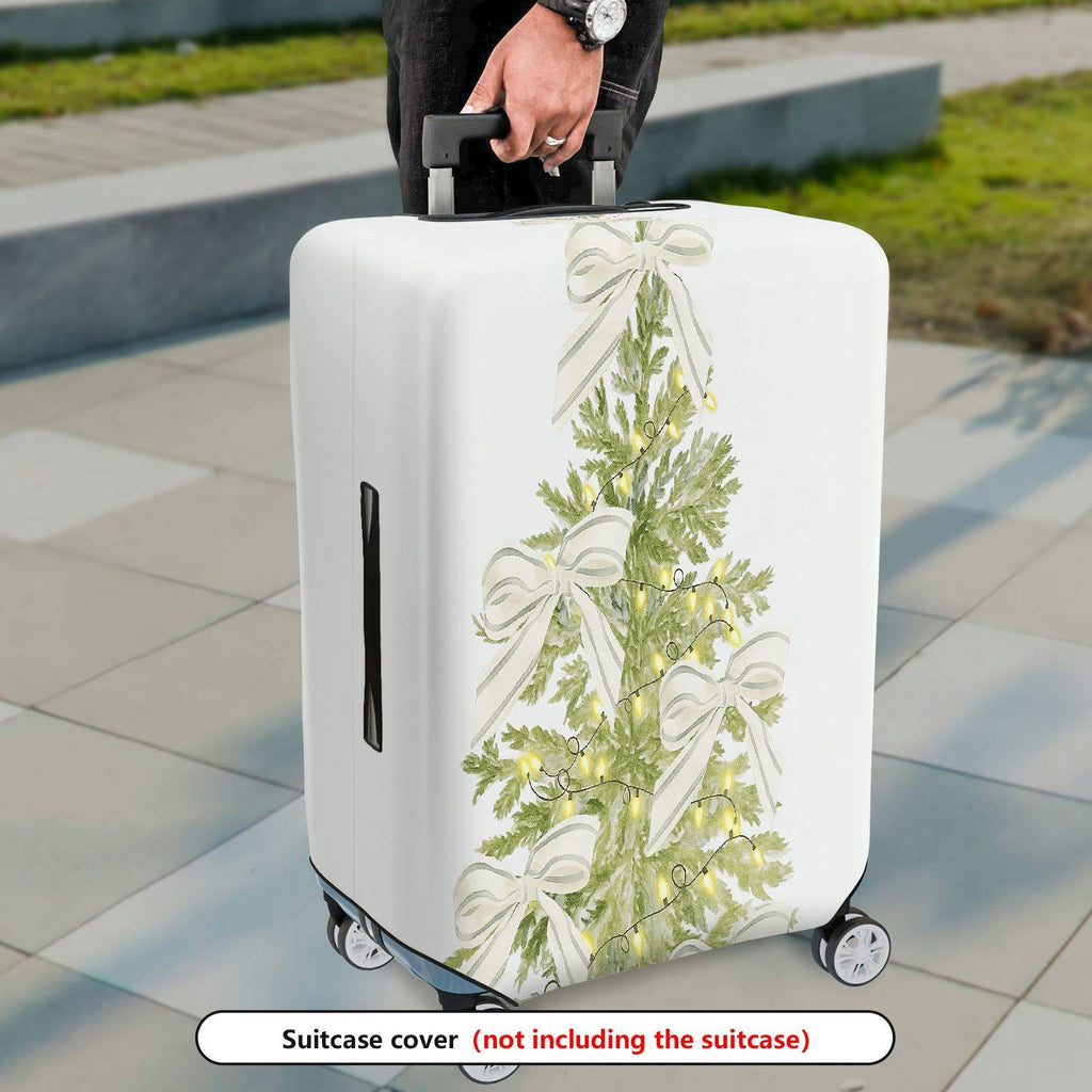 1-Piece Christmas Tree Bow  Holiday Decorative  Suitcase Luggage Cover, Stretch Protective Sleeve