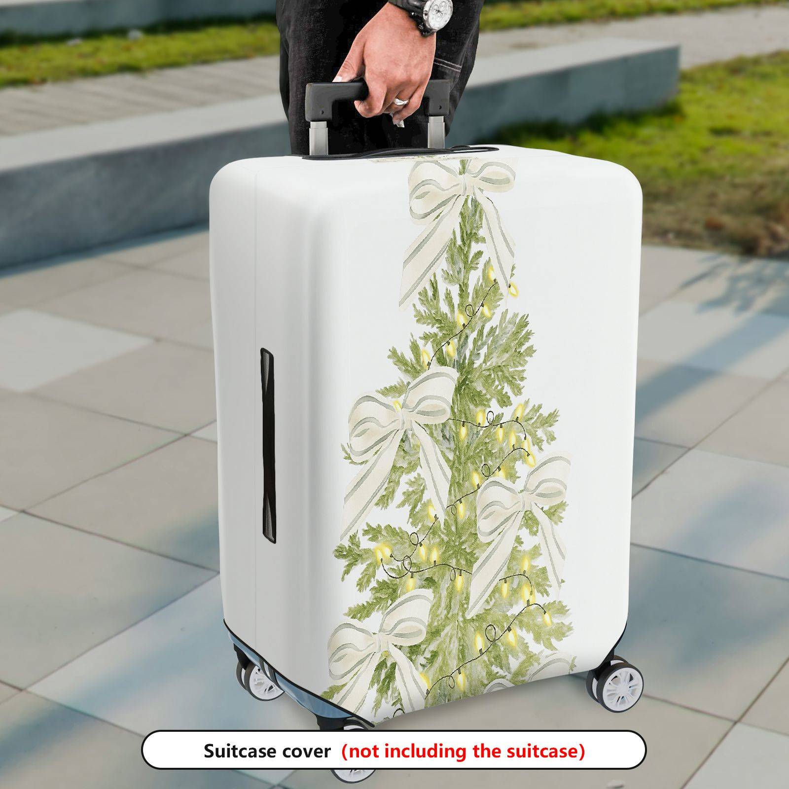 1-Piece Christmas Tree Bow  Holiday Decorative  Suitcase Luggage Cover, Stretch Protective Sleeve