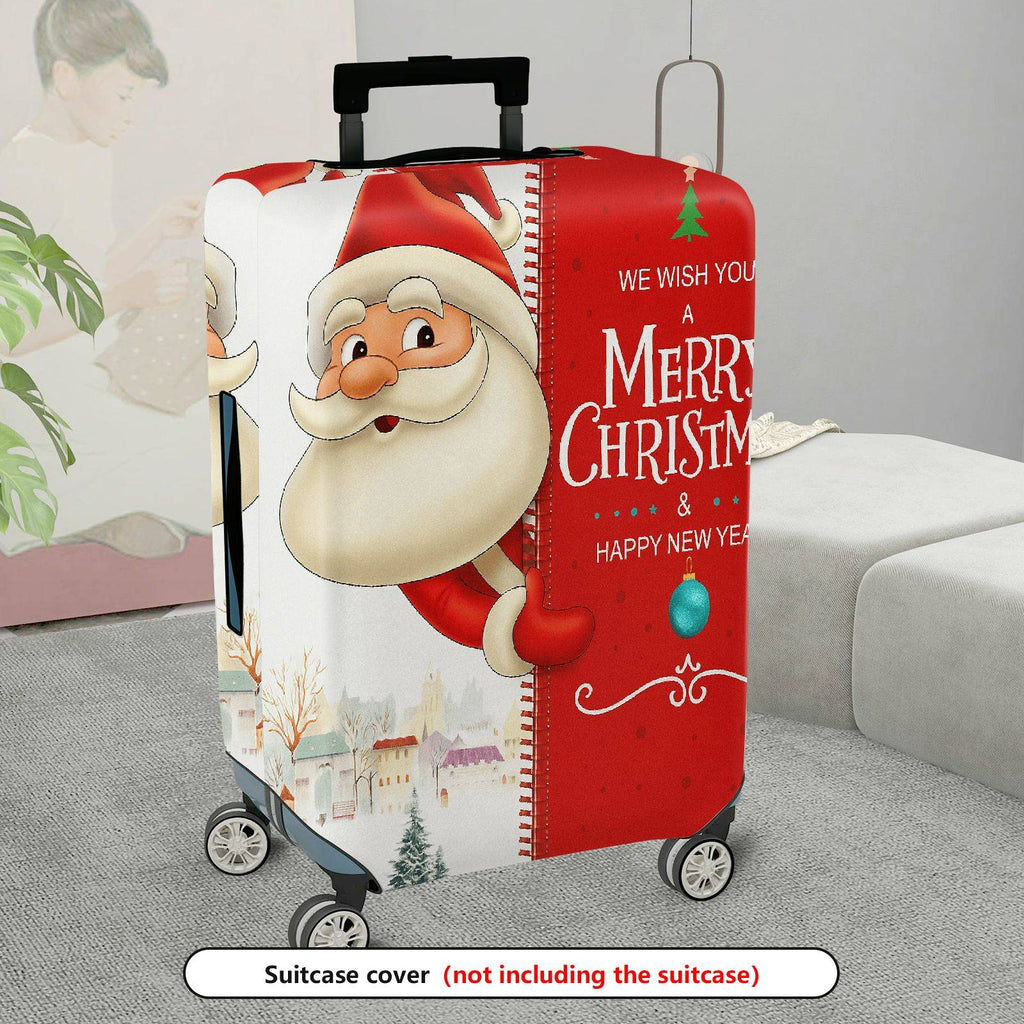 1-Piece Christmas Santa Red Holiday Decorative  Suitcase Luggage Cover, Stretch Protective Sleeve
