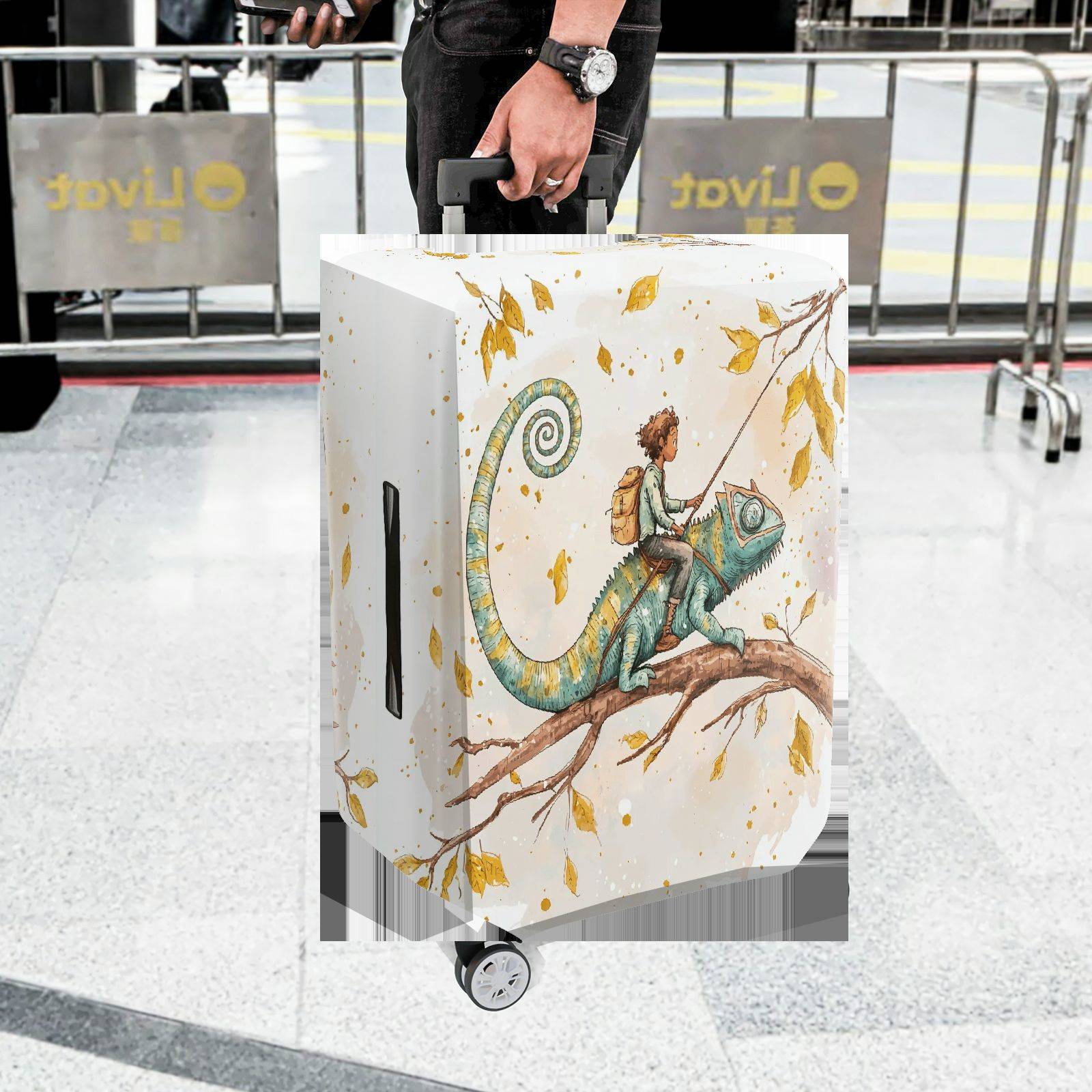 1-Piece Adventure Forest Fantasy Whimsical Autumn  Suitcase Luggage Cover, Stretch Protective Sleeve