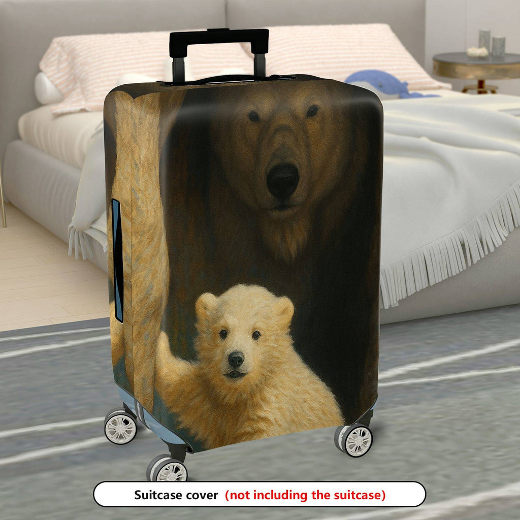 1-Piece Cute Polar Bear Animal Art Cave Painting Travel  Suitcase Luggage Cover, Stretch Protective Sleeve