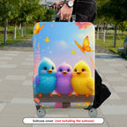 1-Piece Cute Birds Floral Sky Butterfly Colorful  Suitcase Luggage Cover, Stretch Protective Sleeve