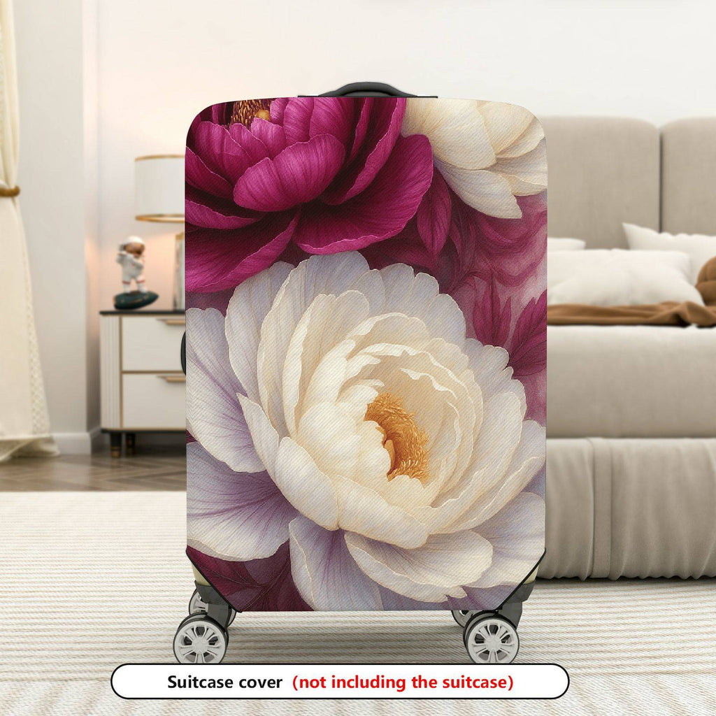 1-Piece Floral Peony Vintage Art Elegant Stylish  Suitcase Luggage Cover, Stretch Protective Sleeve
