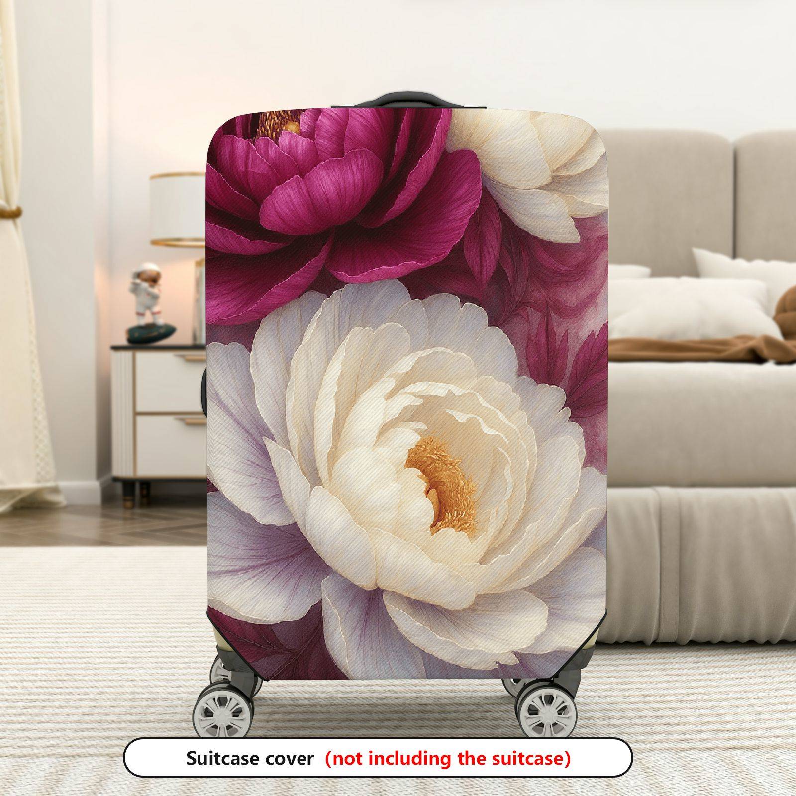 1-Piece Floral Peony Vintage Art Elegant Stylish  Suitcase Luggage Cover, Stretch Protective Sleeve