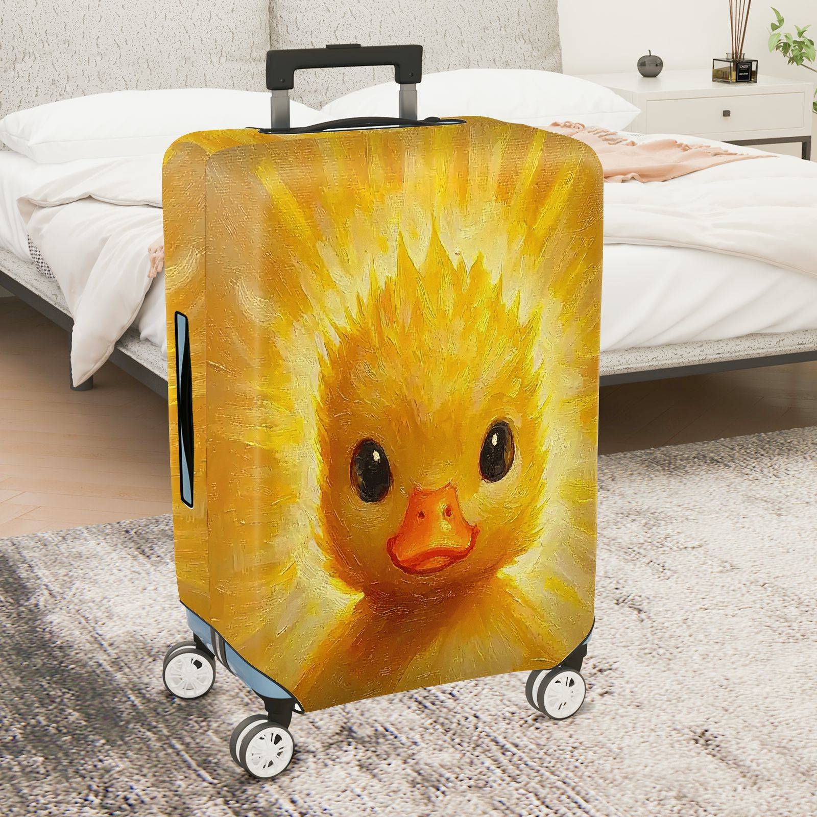 1-Piece Cute Yellow Duckling Art Colorful  Animal Fun  Suitcase Luggage Cover, Stretch Protective Sleeve