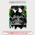 1-Piece Adventure Motorcycle Silhouette Artistic Expression Graffiti Text  Suitcase Luggage Cover, Stretch Protective Sleeve