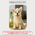 1-Piece Cute Corgi Puppy Dog Animal Happy Pet  Suitcase Luggage Cover, Stretch Protective Sleeve